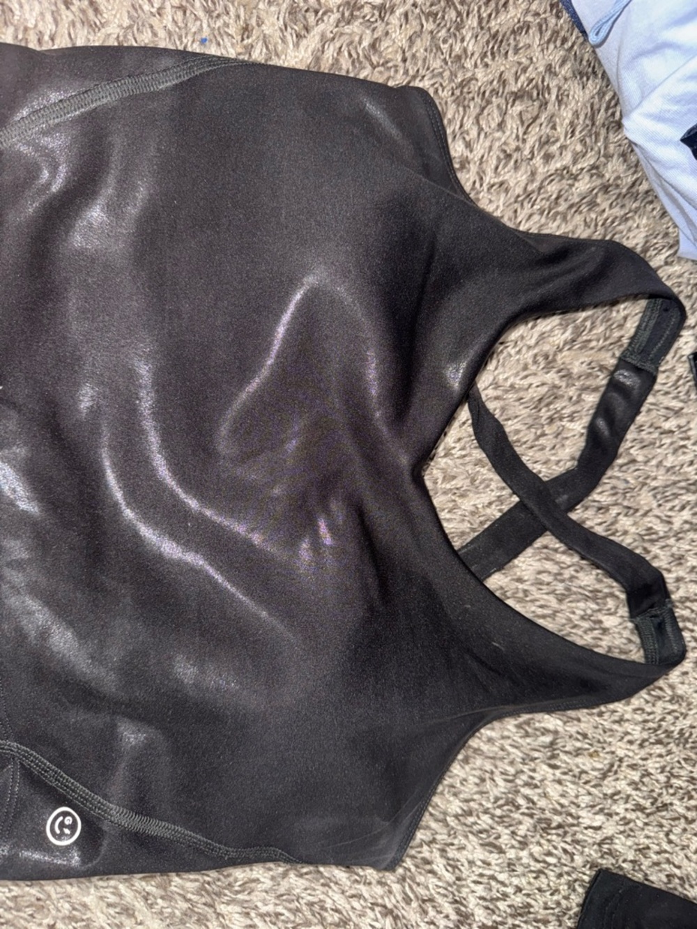 Hollister Black Shiny Cropped Tank Top